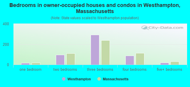 Bedrooms in owner-occupied houses and condos in Westhampton, Massachusetts
