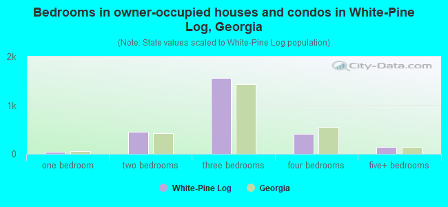 Bedrooms in owner-occupied houses and condos in White-Pine Log, Georgia