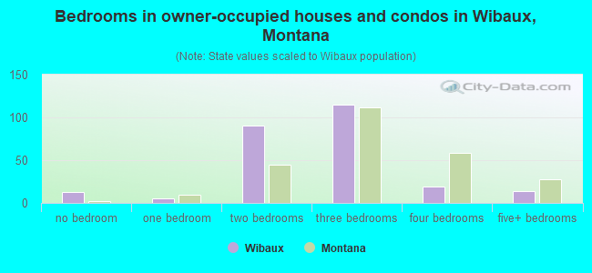 Bedrooms in owner-occupied houses and condos in Wibaux, Montana