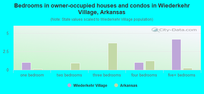 Bedrooms in owner-occupied houses and condos in Wiederkehr Village, Arkansas