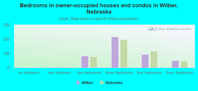 Bedrooms in owner-occupied houses and condos in Wilber, Nebraska