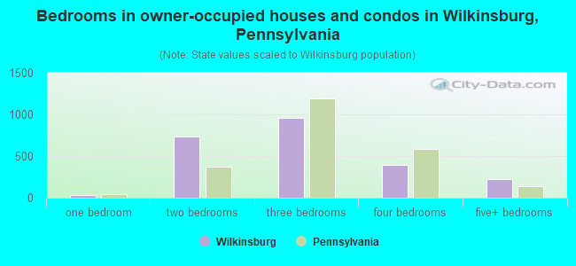 Bedrooms in owner-occupied houses and condos in Wilkinsburg, Pennsylvania