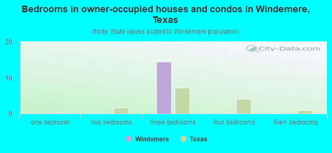 Bedrooms in owner-occupied houses and condos in Windemere, Texas