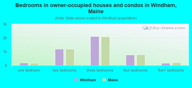 Bedrooms in owner-occupied houses and condos in Windham, Maine