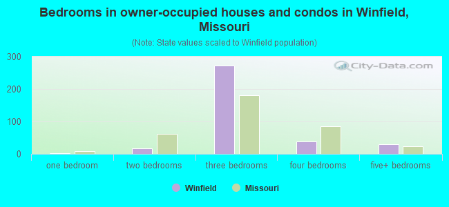Bedrooms in owner-occupied houses and condos in Winfield, Missouri