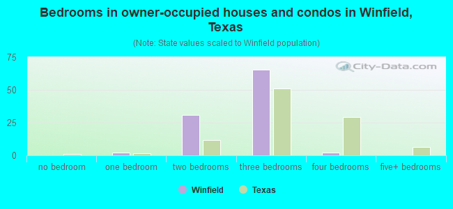 Bedrooms in owner-occupied houses and condos in Winfield, Texas