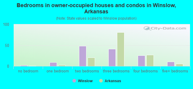 Bedrooms in owner-occupied houses and condos in Winslow, Arkansas