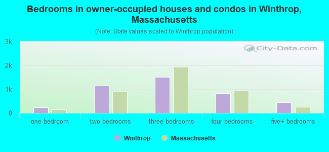 Bedrooms in owner-occupied houses and condos in Winthrop, Massachusetts