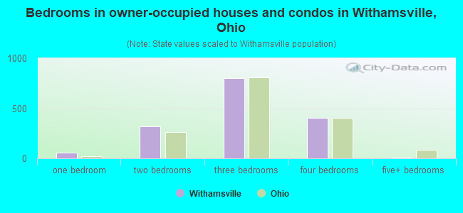 Bedrooms in owner-occupied houses and condos in Withamsville, Ohio