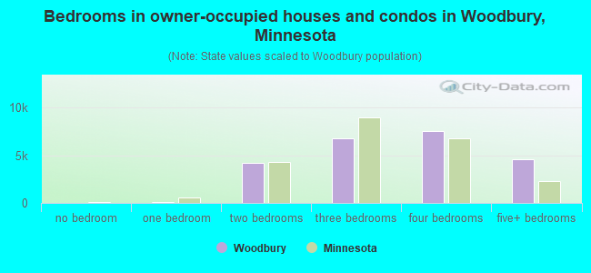 Bedrooms in owner-occupied houses and condos in Woodbury, Minnesota