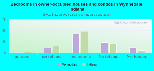 Bedrooms in owner-occupied houses and condos in Wynnedale, Indiana