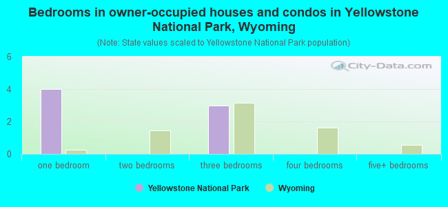 Bedrooms in owner-occupied houses and condos in Yellowstone National Park, Wyoming
