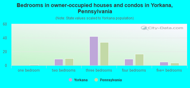 Bedrooms in owner-occupied houses and condos in Yorkana, Pennsylvania
