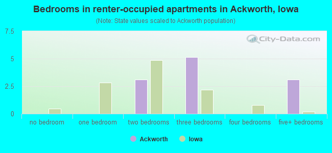 Bedrooms in renter-occupied apartments in Ackworth, Iowa