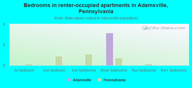 Bedrooms in renter-occupied apartments in Adamsville, Pennsylvania
