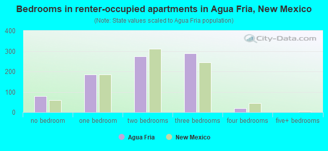 Bedrooms in renter-occupied apartments in Agua Fria, New Mexico