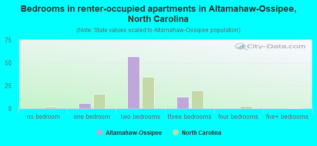 Bedrooms in renter-occupied apartments in Altamahaw-Ossipee, North Carolina