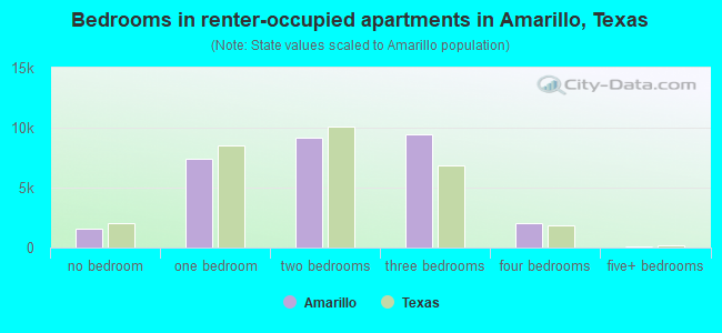 Bedrooms in renter-occupied apartments in Amarillo, Texas