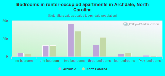 Bedrooms in renter-occupied apartments in Archdale, North Carolina