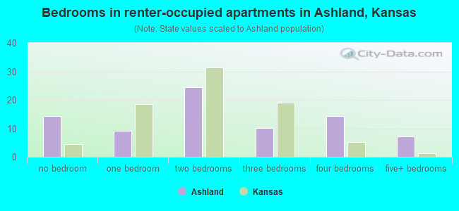 Bedrooms in renter-occupied apartments in Ashland, Kansas