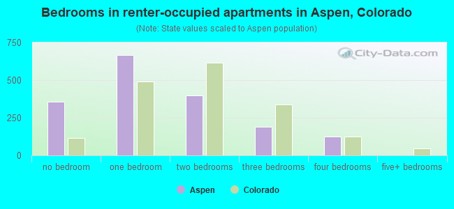 Bedrooms in renter-occupied apartments in Aspen, Colorado