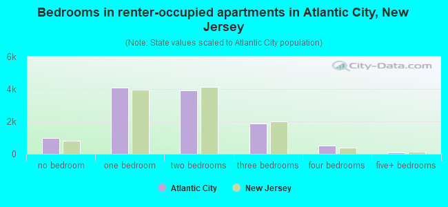 Bedrooms in renter-occupied apartments in Atlantic City, New Jersey