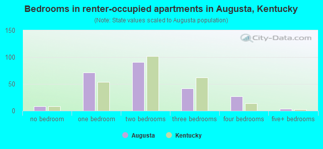 Bedrooms in renter-occupied apartments in Augusta, Kentucky