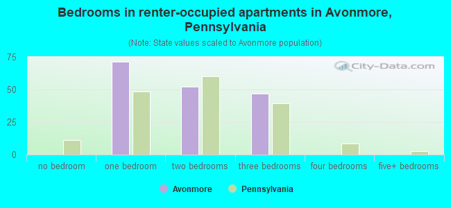 Bedrooms in renter-occupied apartments in Avonmore, Pennsylvania