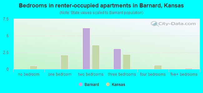 Bedrooms in renter-occupied apartments in Barnard, Kansas