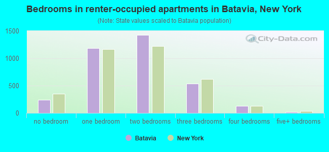 Bedrooms in renter-occupied apartments in Batavia, New York