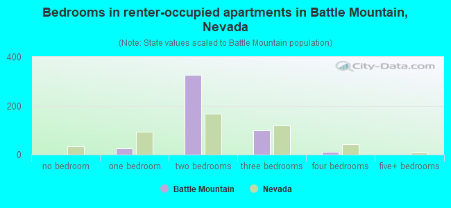 Bedrooms in renter-occupied apartments in Battle Mountain, Nevada