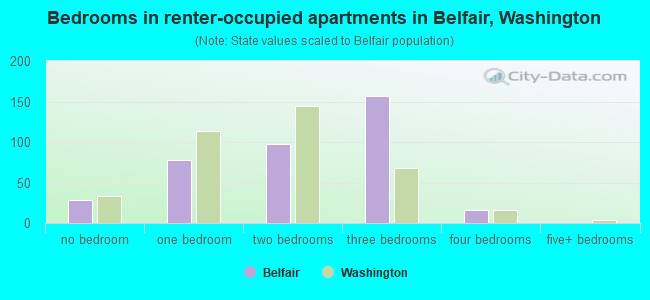 Bedrooms in renter-occupied apartments in Belfair, Washington