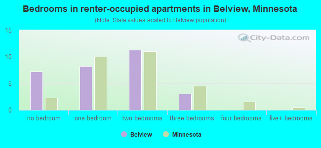 Bedrooms in renter-occupied apartments in Belview, Minnesota