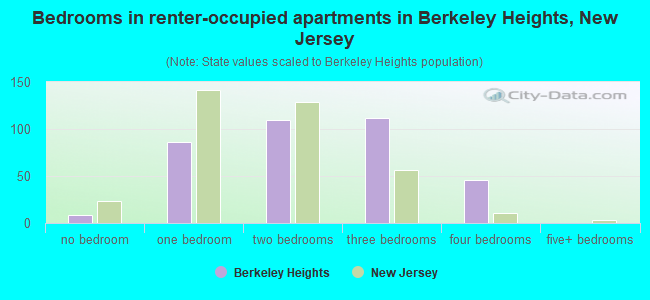 Bedrooms in renter-occupied apartments in Berkeley Heights, New Jersey