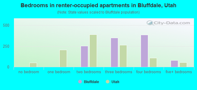 Bedrooms in renter-occupied apartments in Bluffdale, Utah