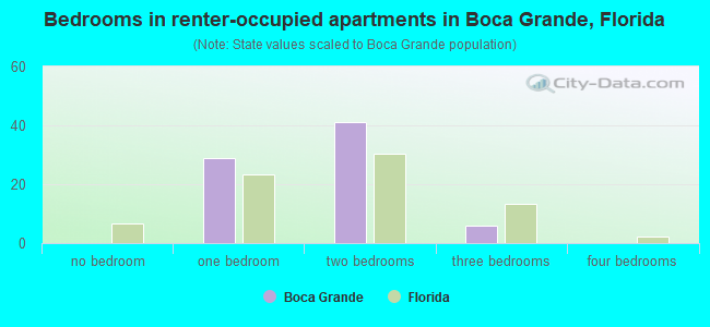 Bedrooms in renter-occupied apartments in Boca Grande, Florida