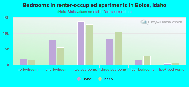 Bedrooms in renter-occupied apartments in Boise, Idaho