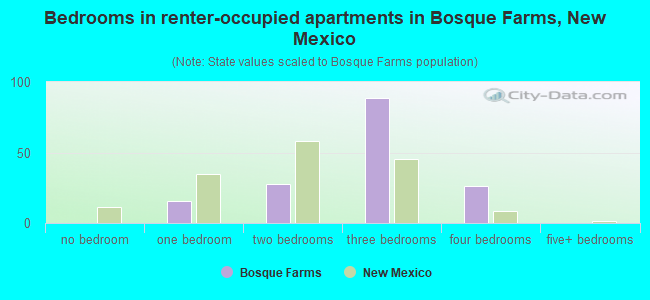 Bedrooms in renter-occupied apartments in Bosque Farms, New Mexico