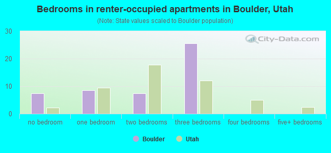 Bedrooms in renter-occupied apartments in Boulder, Utah