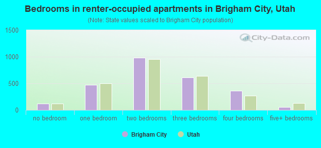 Bedrooms in renter-occupied apartments in Brigham City, Utah