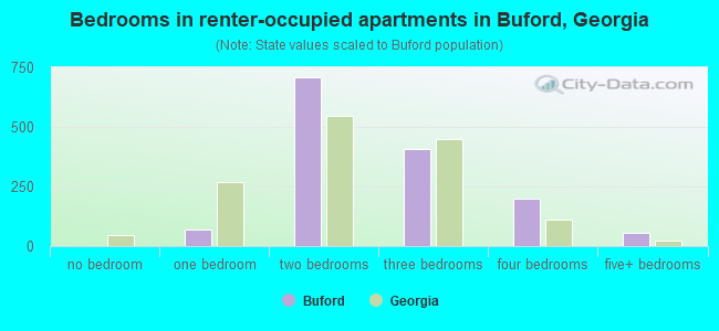 Bedrooms in renter-occupied apartments in Buford, Georgia