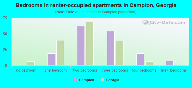 Bedrooms in renter-occupied apartments in Campton, Georgia