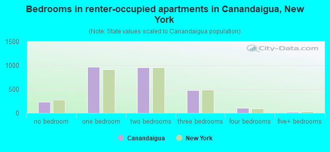 Bedrooms in renter-occupied apartments in Canandaigua, New York