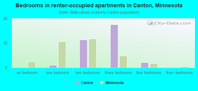 Bedrooms in renter-occupied apartments in Canton, Minnesota