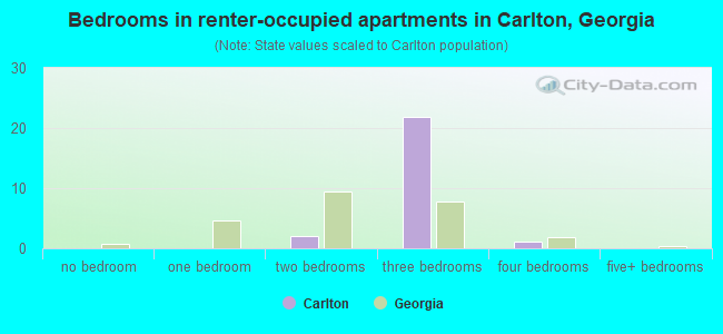 Bedrooms in renter-occupied apartments in Carlton, Georgia
