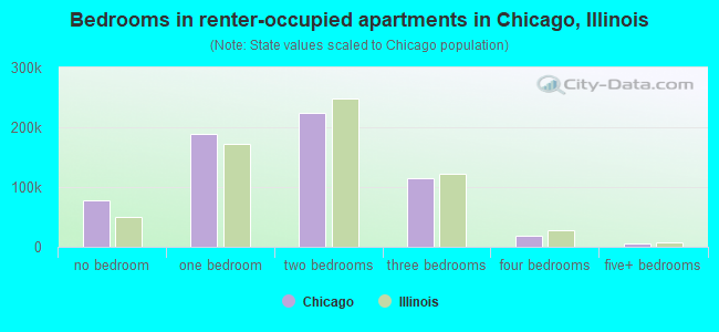 Bedrooms in renter-occupied apartments in Chicago, Illinois
