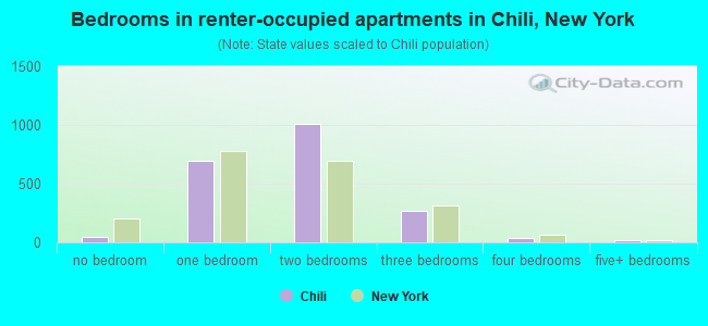 Bedrooms in renter-occupied apartments in Chili, New York