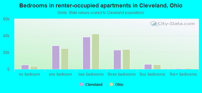 Bedrooms in renter-occupied apartments in Cleveland, Ohio