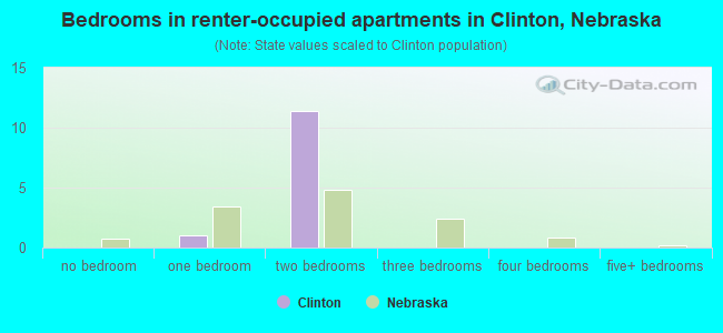 Bedrooms in renter-occupied apartments in Clinton, Nebraska