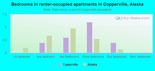 Bedrooms in renter-occupied apartments in Copperville, Alaska